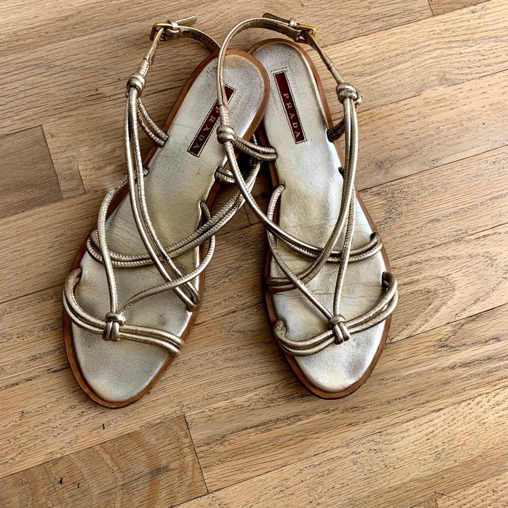 Metallic Gold Prada sandals